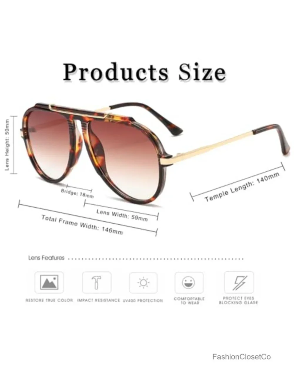 Oversized Retro Pilot Sunglasses for Men Women UV400 Driving Glasses